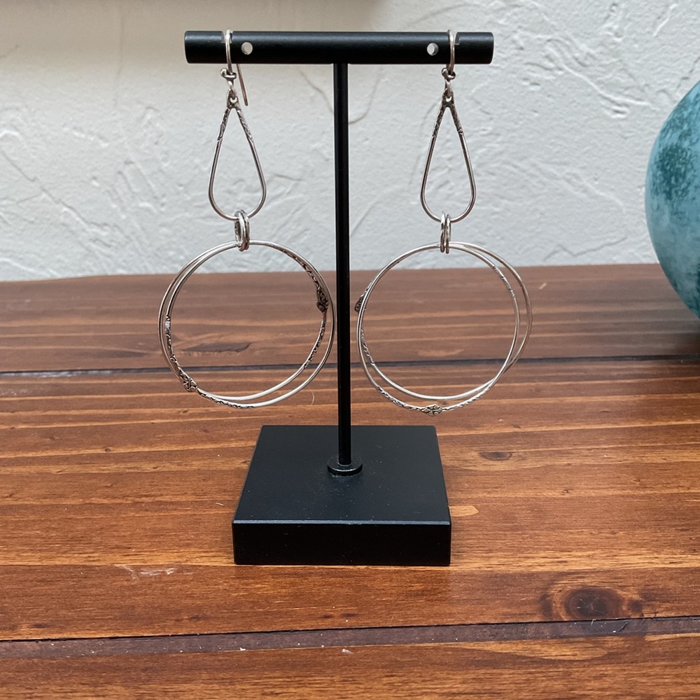 ARTISAN CRAFTED STERLING SILVER DROP EARRINGS.